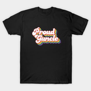 Proud Guncle Rainbow Text Design T-Shirt